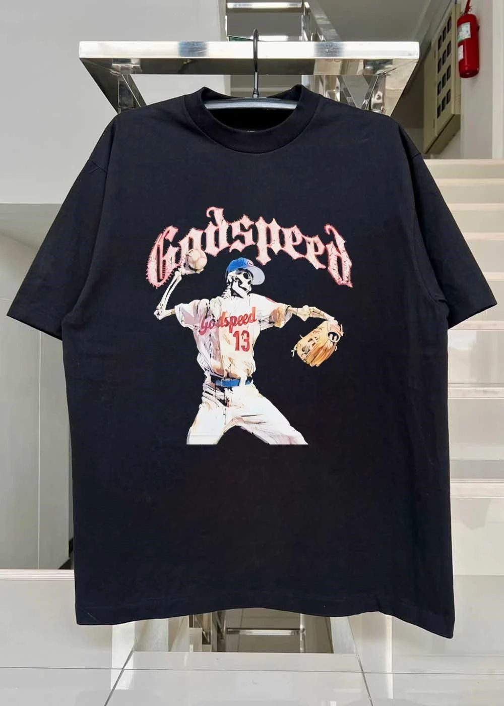 Godspeed Skeleton Baseball Player Pitching Godspeed 13 T-Shirt