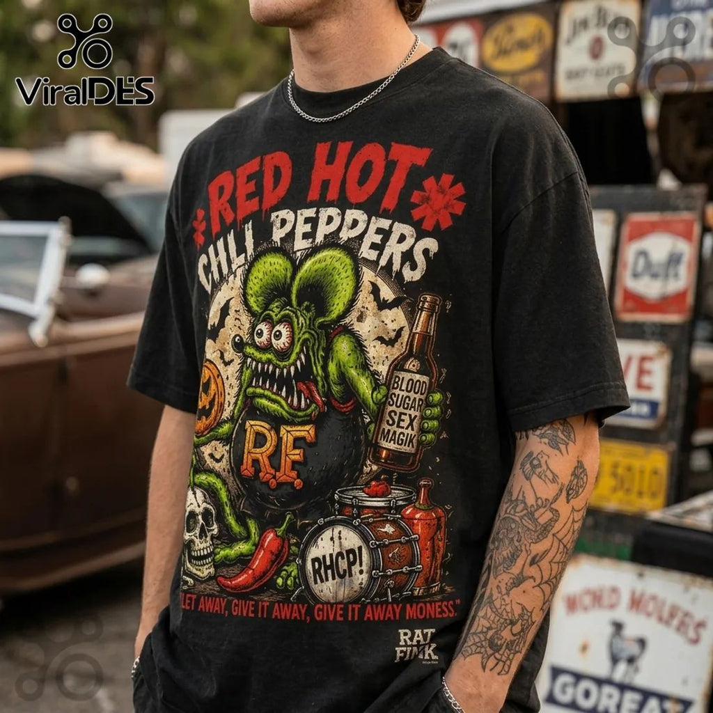 Red Hot Chili Peppers x Rat Fink Halloween Mascot T-Shirt