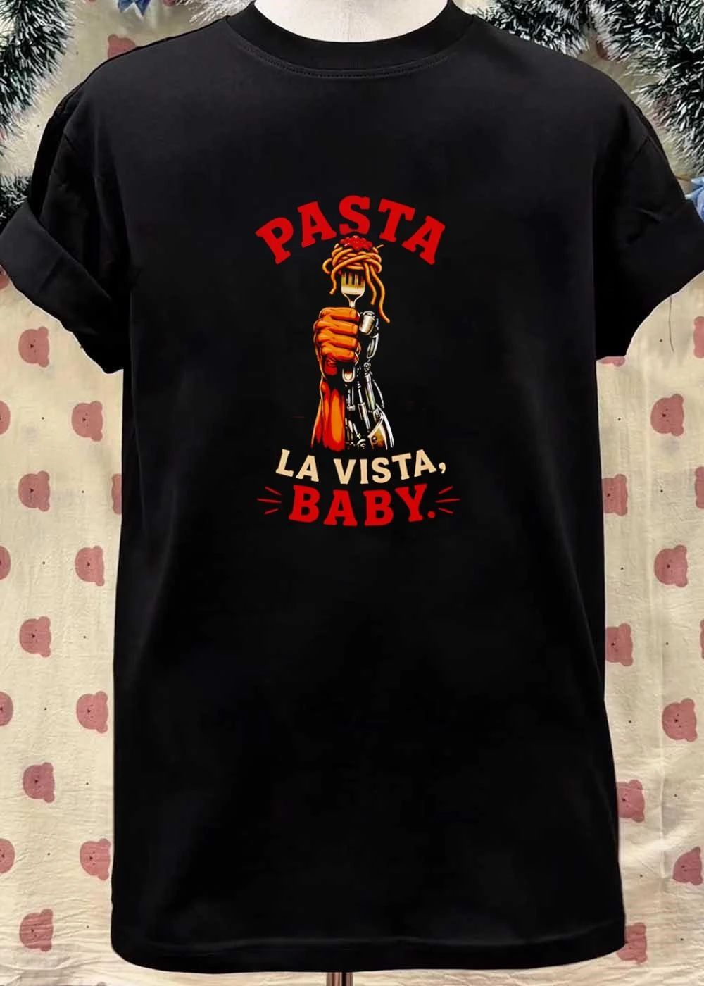 Pasta La Vista Baby Terminator Cyborg Hand Eating Spaghetti shirt