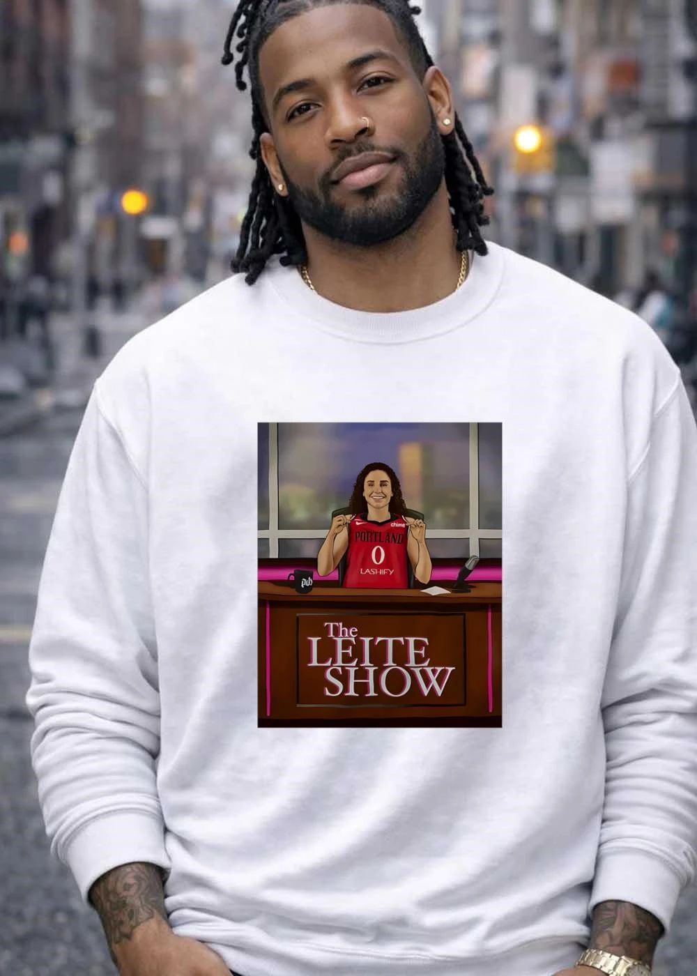 PDX The Leite Show Portland 0 Lashify Chime Athlete Holding Jersey Shirt