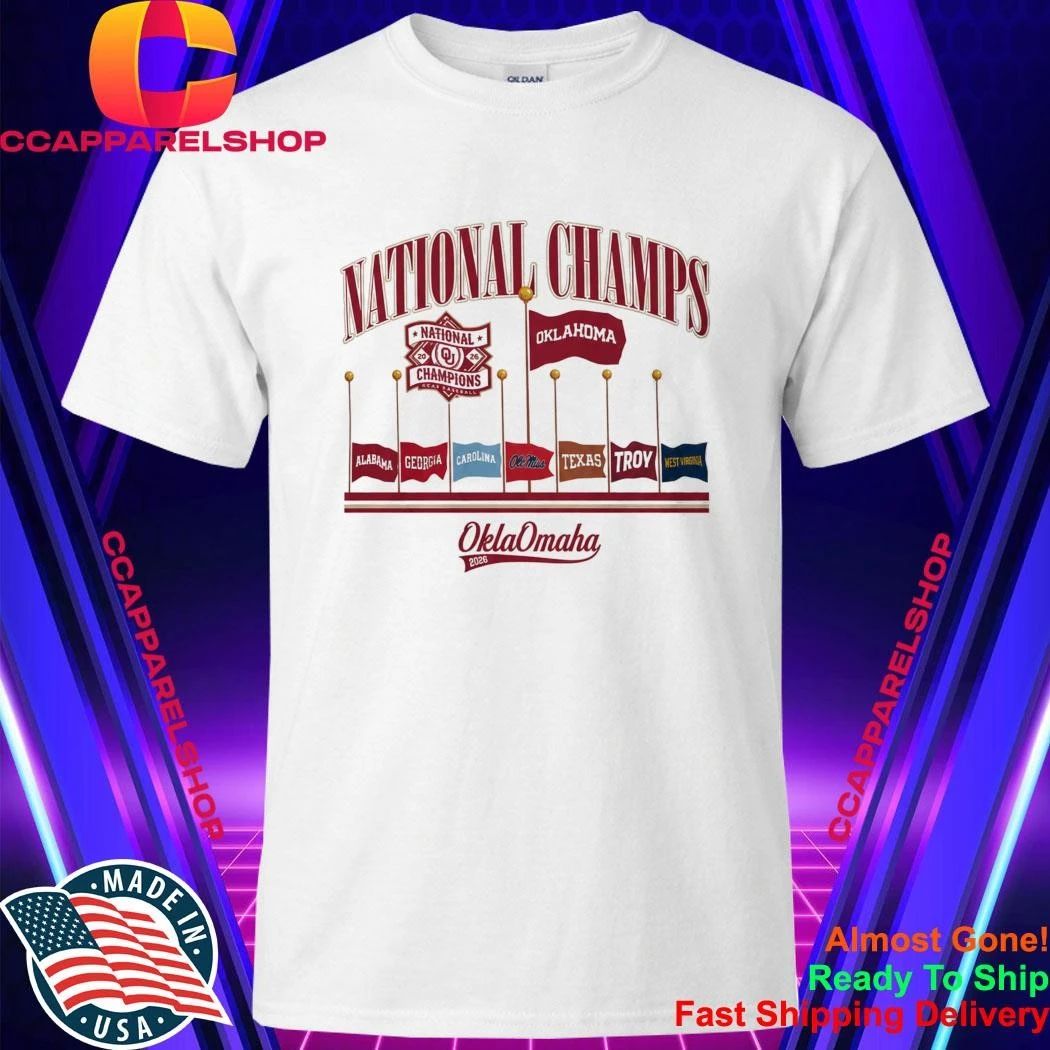 Oklahoma Baseball 2026 National Champions Omaha Flags Shirt