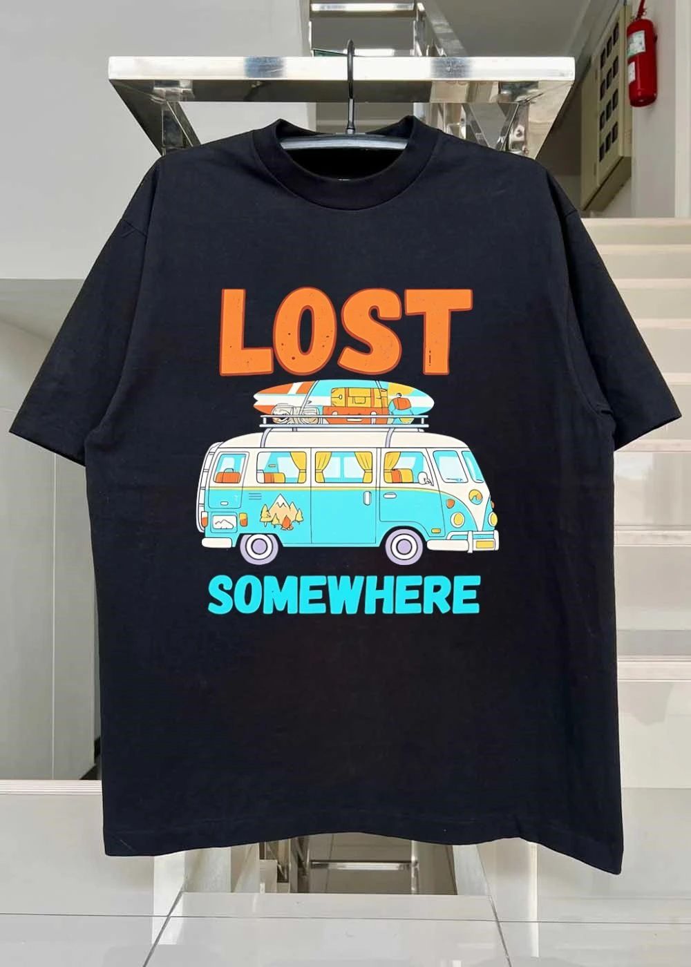 Lost Somewhere Travel Retro Camper Van T-Shirt