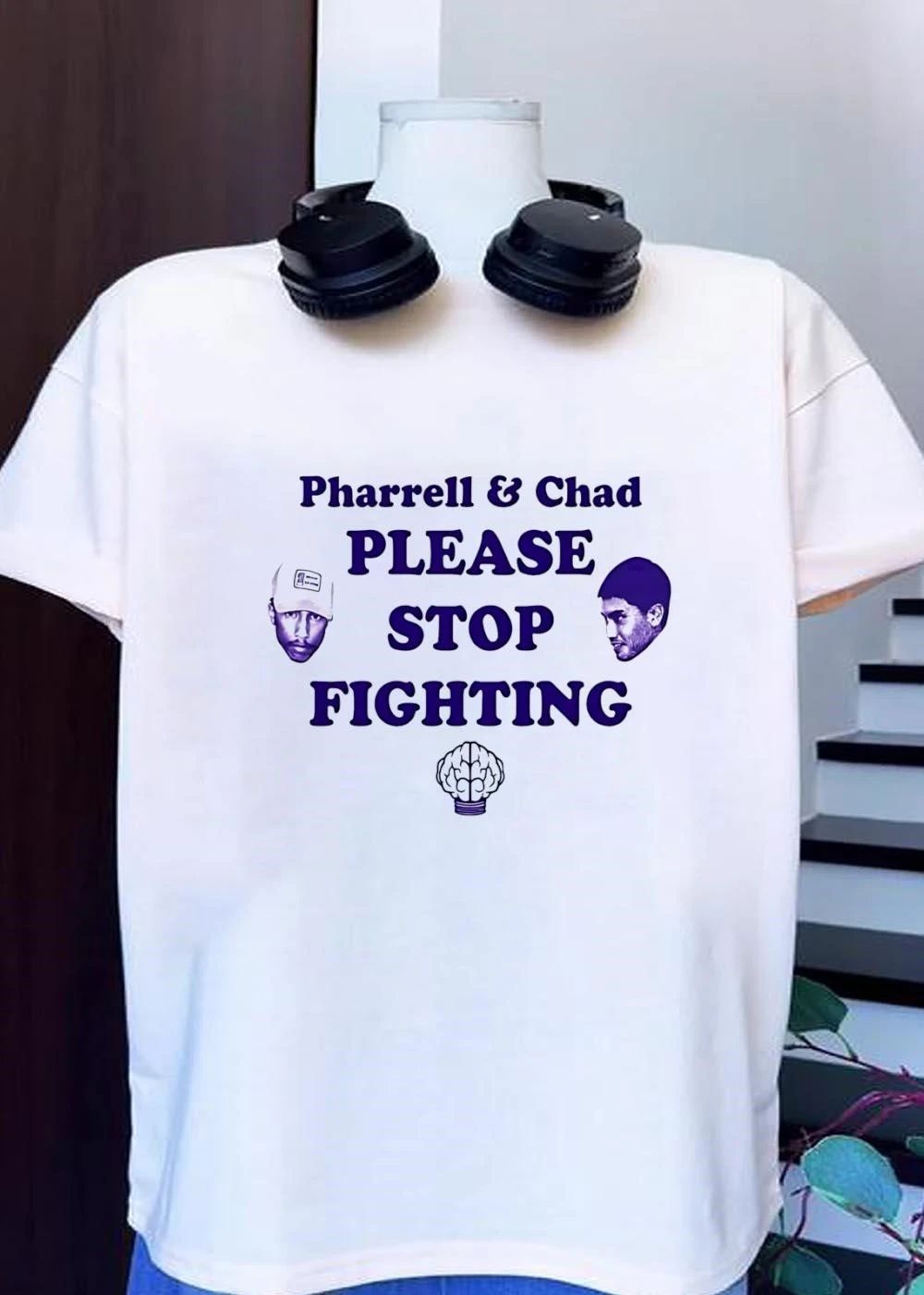Pharrell & Chad Please Stop Fighting Brain T-Shirt