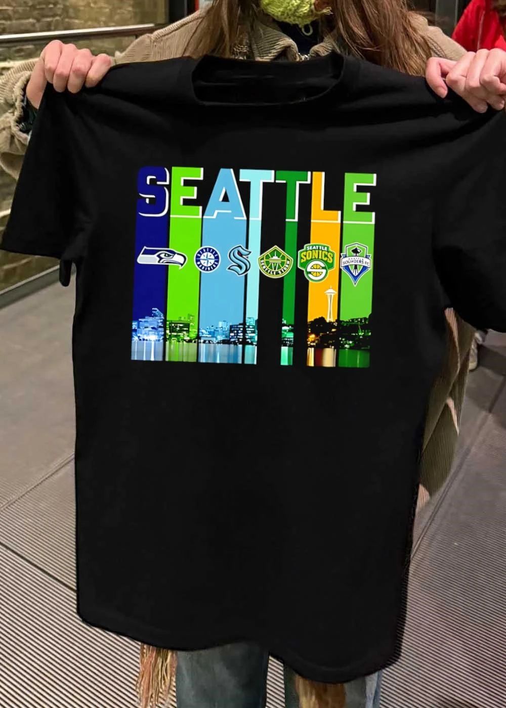 Seattle Sports Teams Skyline Logo Men’s T-Shirt