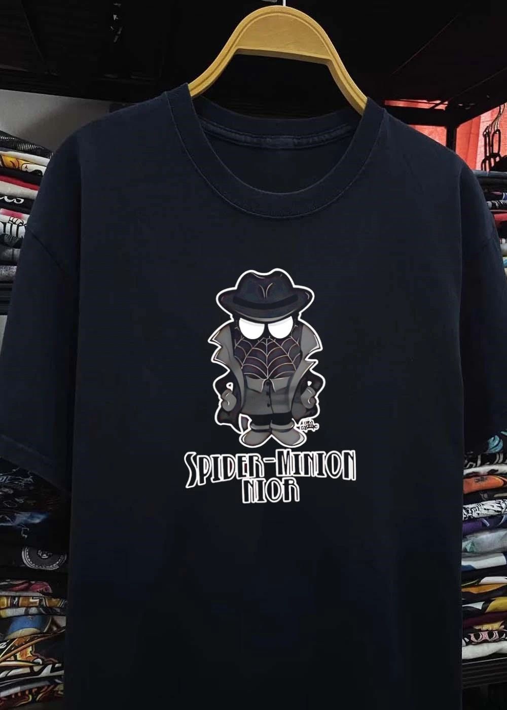 Spider Minion Noir Detective Superhero Mashup Cartoon shirt