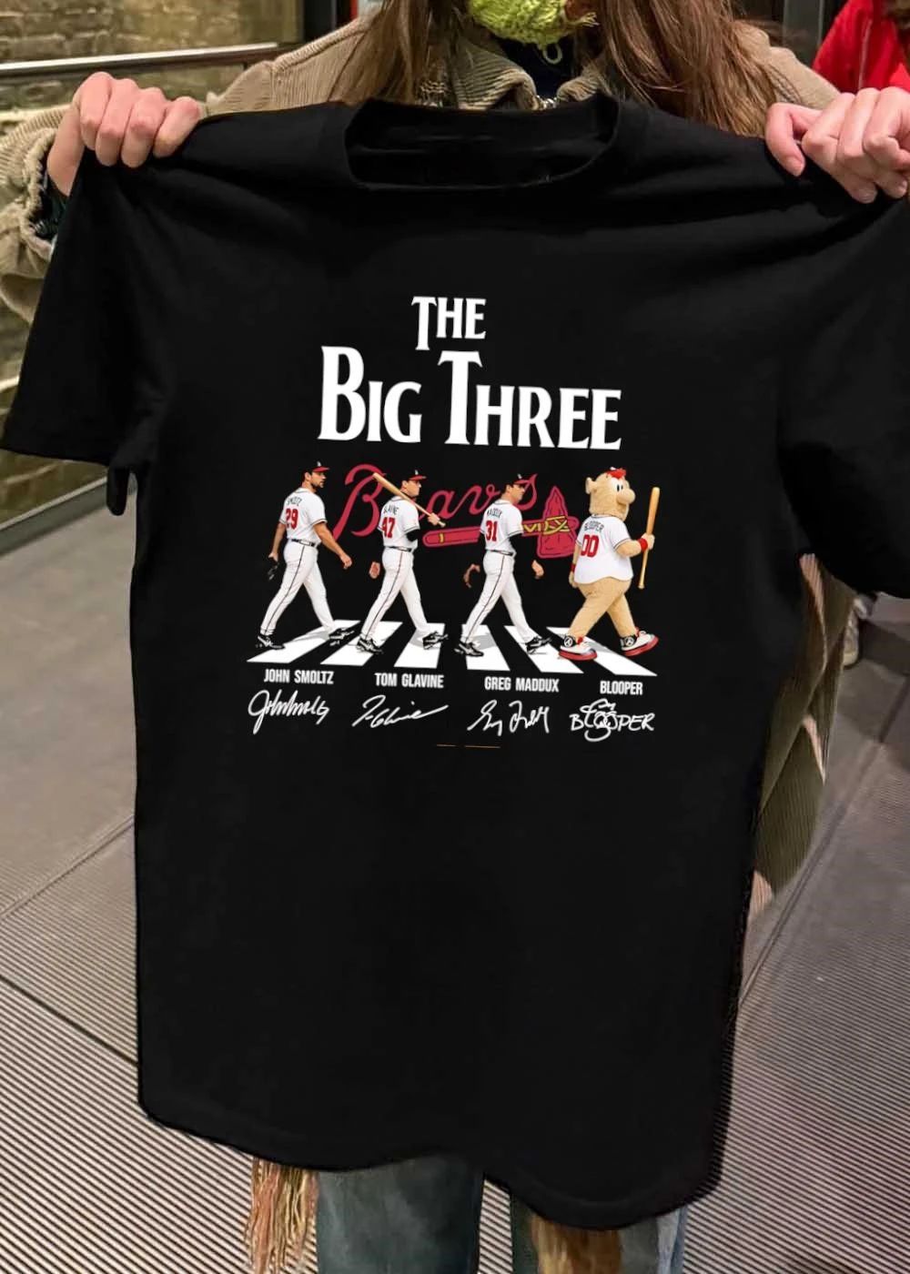 John Smoltz Tom Glavine Greg Maddux Blooper Walking The Big Three Braves T-Shirt