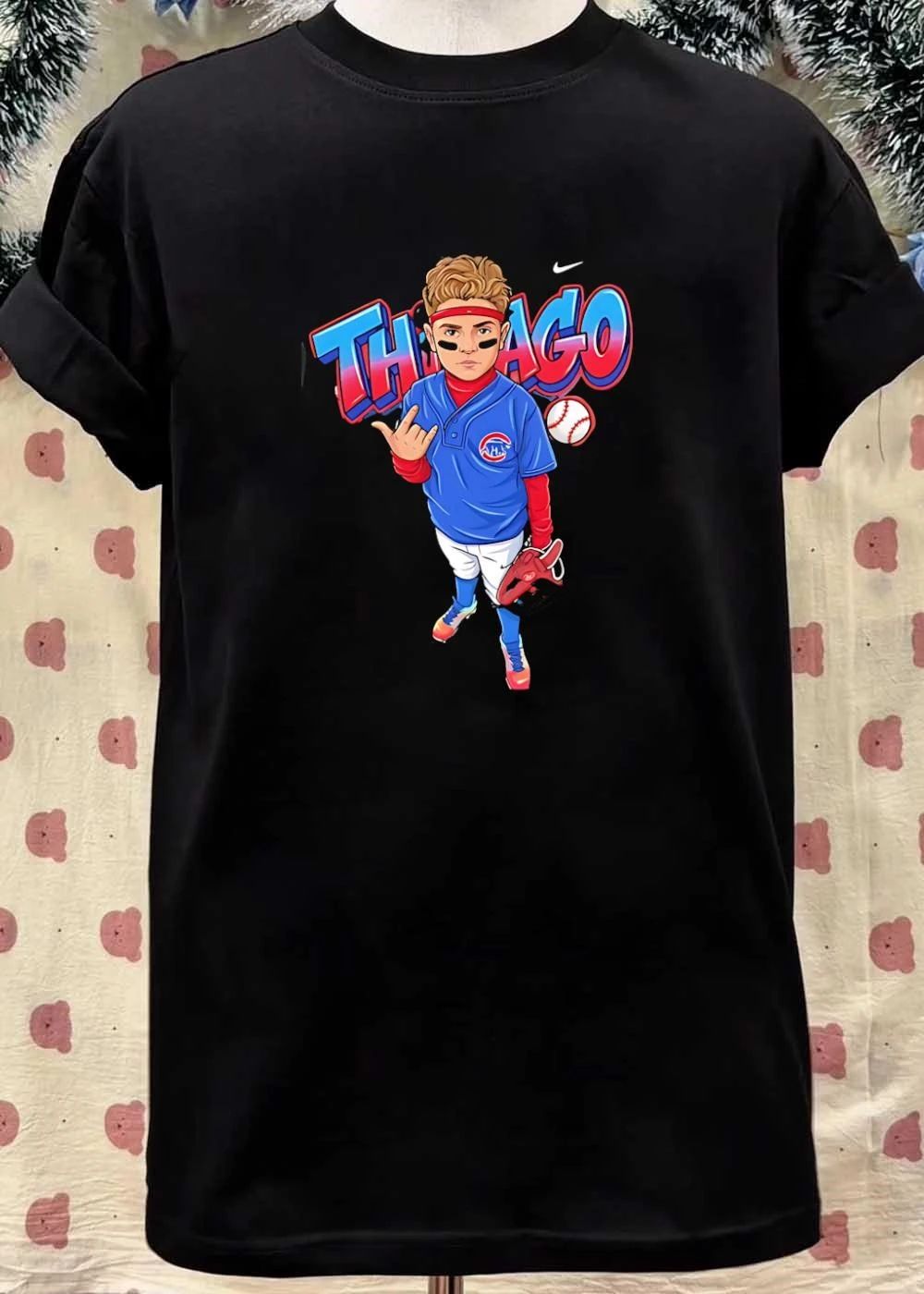 Thiago Chicago Cubs baseball cartoon player shirt