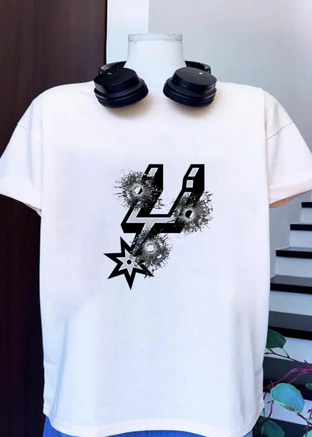 San Antonio Spurs Logo With Glass Bullet Holes T-Shirt