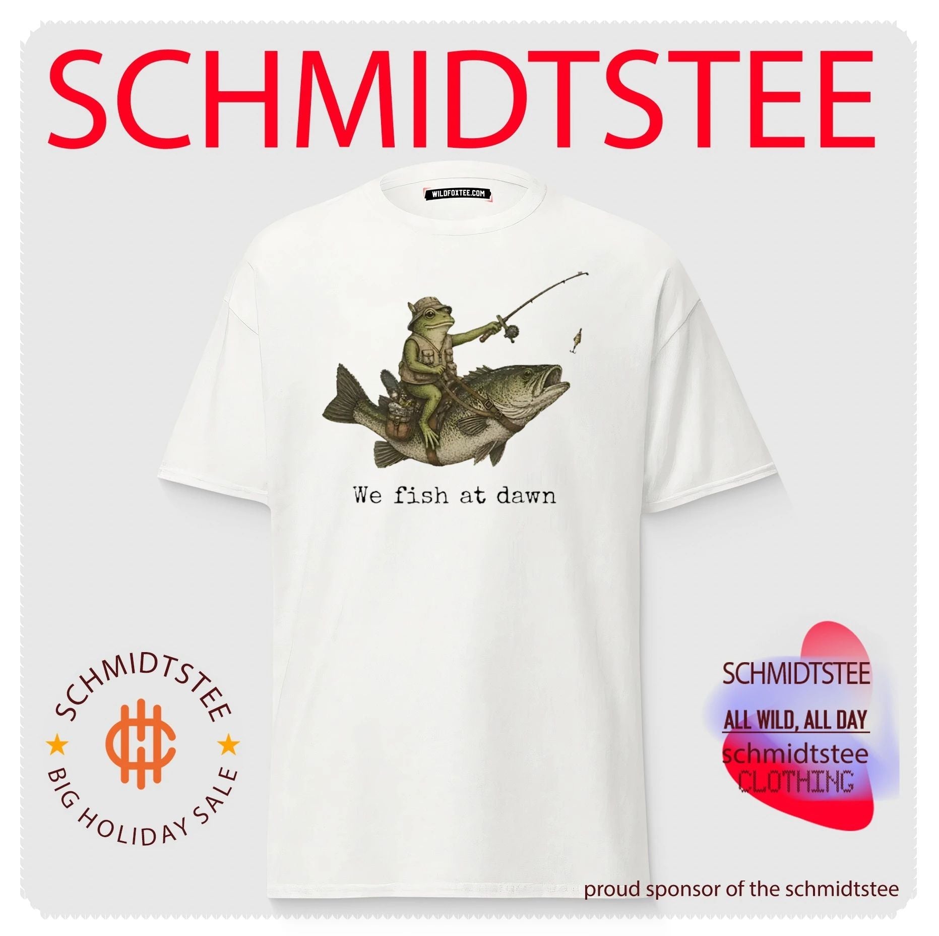 Frog Riding a Bass Fish We Fish at Dawn shirt