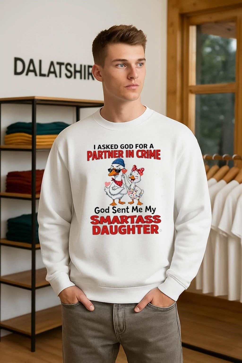I asked god for a partner in crime ducks god sent me my smartass daughter shirt