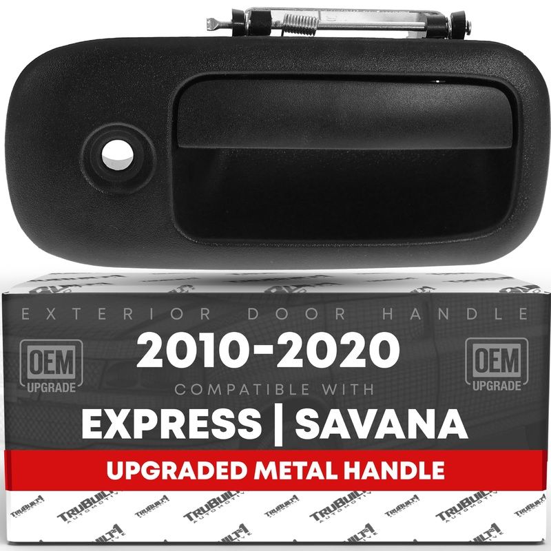 T1A Exterior Front Passenger Door Handle, Upgraded Metal – Compatible with 2010-2014 Chevrolet Express GMC Savana 1500, 10-20 Express 2500 3500 – Textured Black – OEM 25989399-MT, 97746, GM1311152 – Front Passenger Side Handle