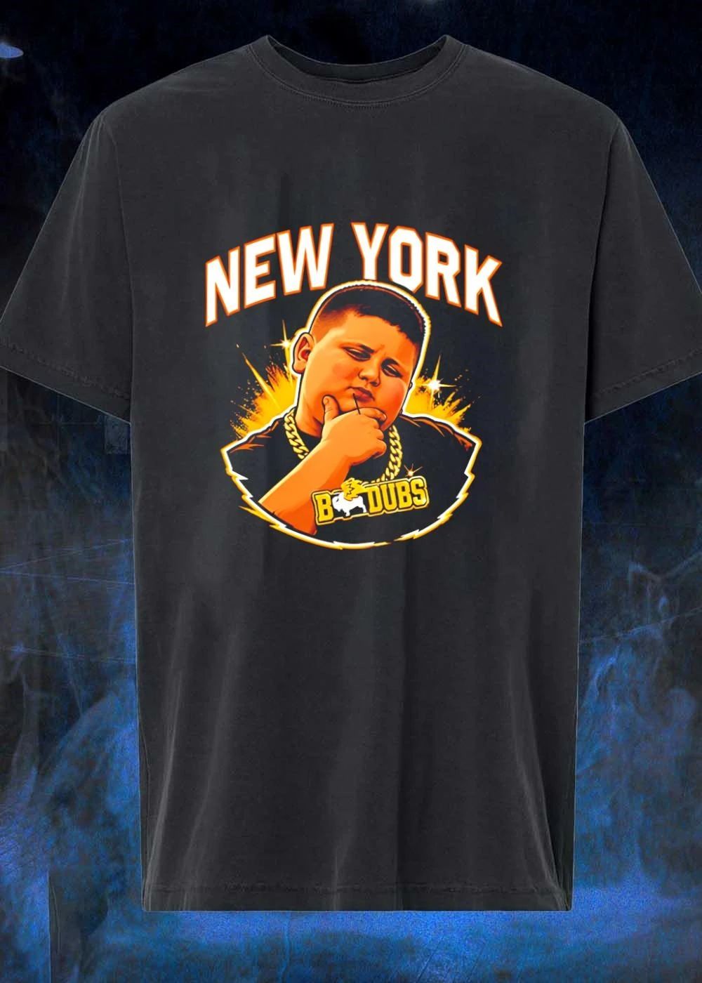 B Dubs New York Boy Thinking Gold Chain T-Shirt