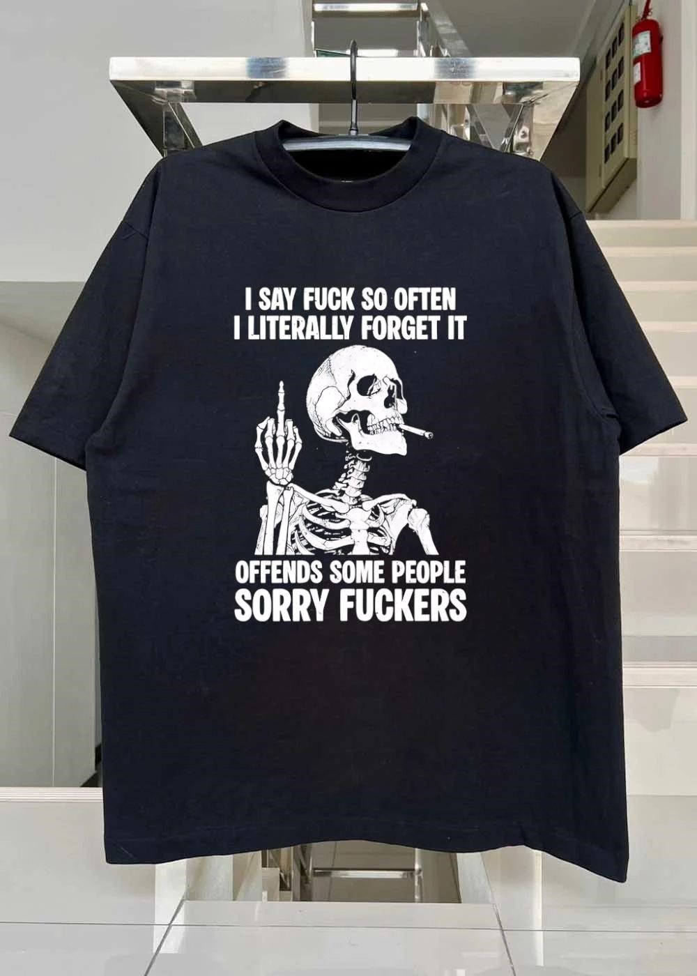 I Say Fuck So Often Skeleton Smoking Middle Finger Offends Some People Sorry Fuckers T-Shirt