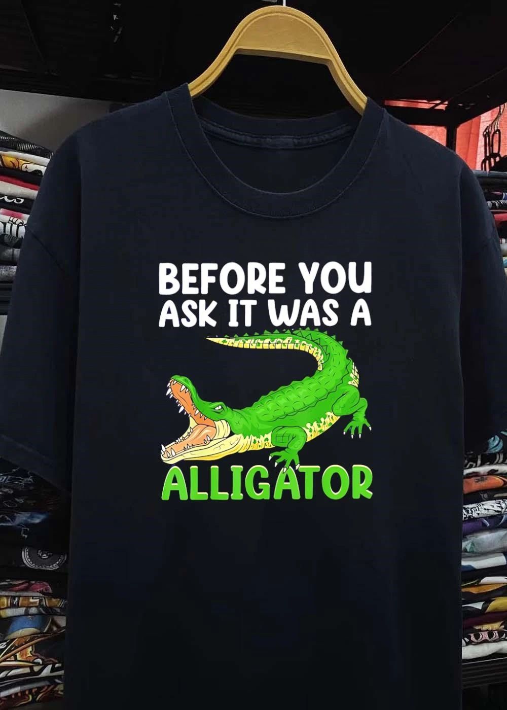 Before You Ask It Was A Green Alligator Open Mouth Illustration shirt