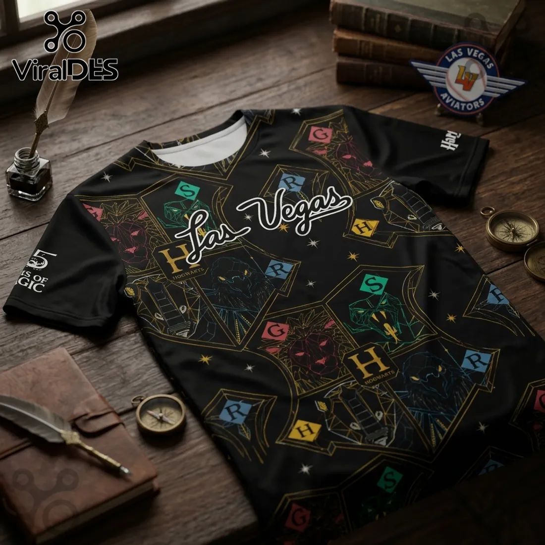 Las Vegas Aviators x Harry Potter 2026 Black T-Shirt