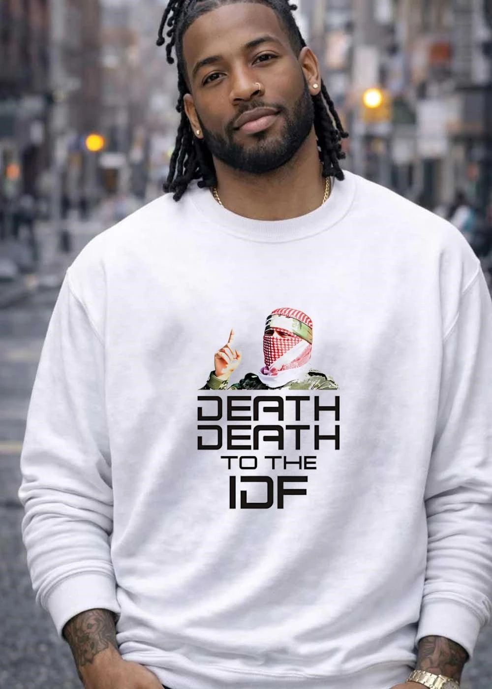 Death to the IDF Masked Fighter Graphic T-Shirt