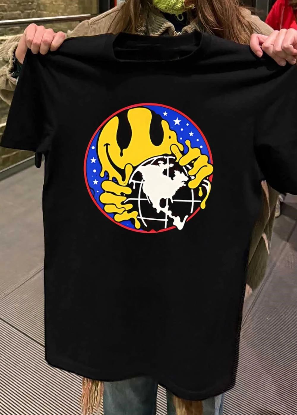Melting Smiley Holding Globe T-Shirt