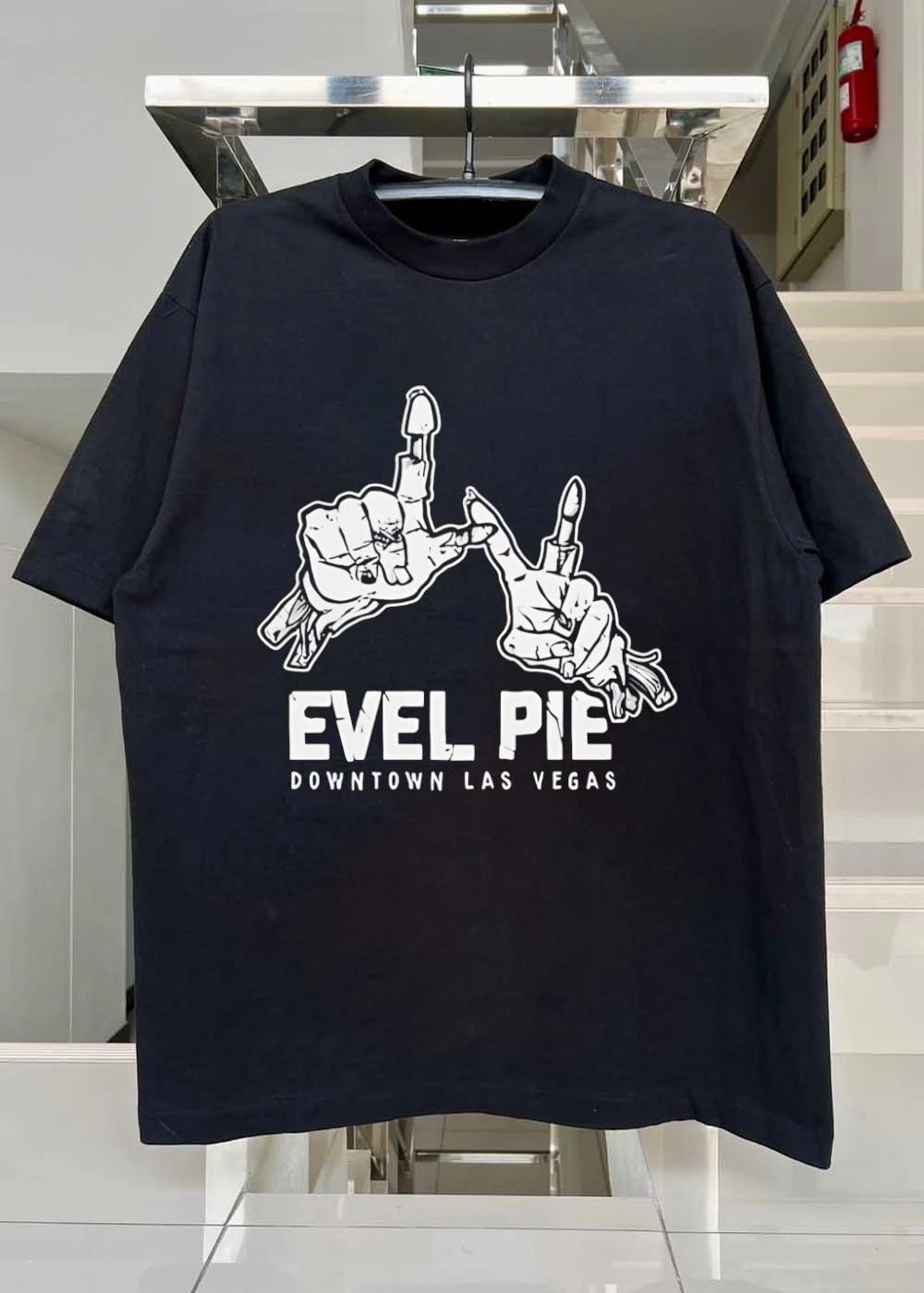 Evel Pie downtown Las Vegas hand sign shirt