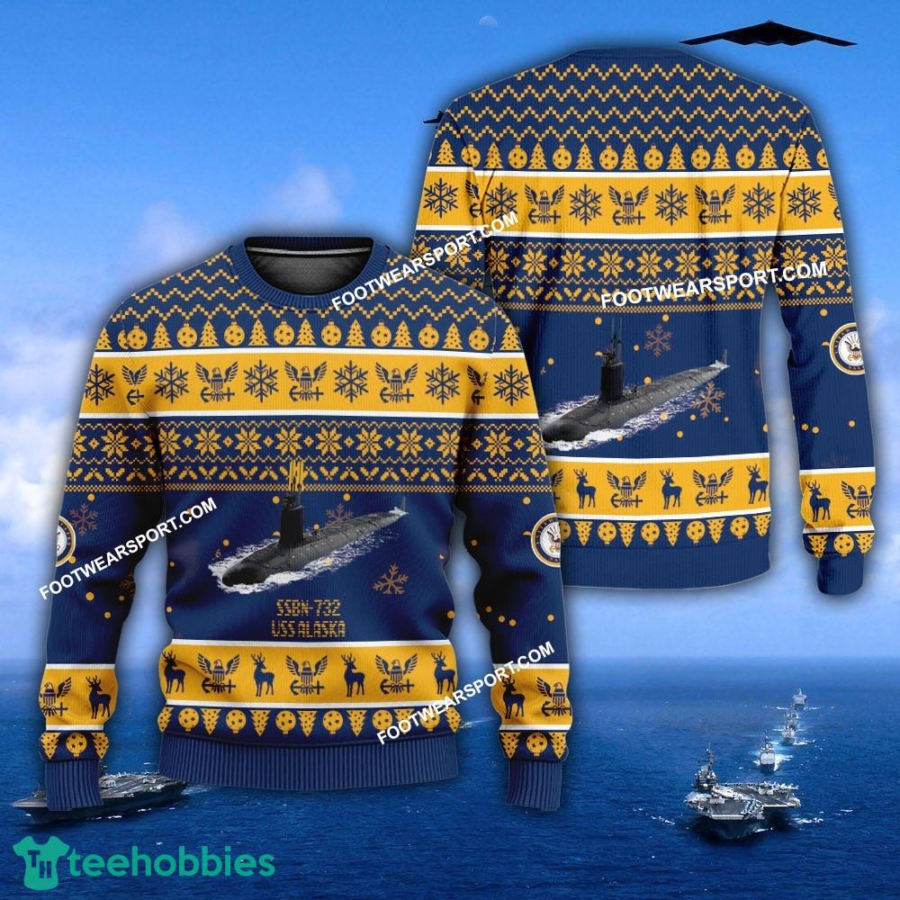 US Navy USS Alaska SSBN-732 Ugly Christmas Sweater For Army