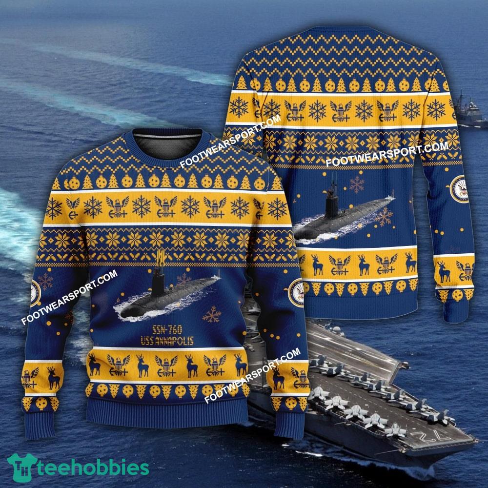 US Navy USS Annapolis SSN-760 Ugly Christmas Sweater AOP Gift Veteran