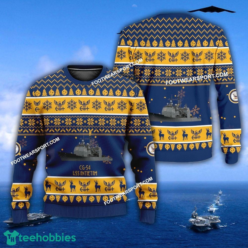 US Navy USS Antietam CG-54 Ugly Christmas Sweater For Men Women