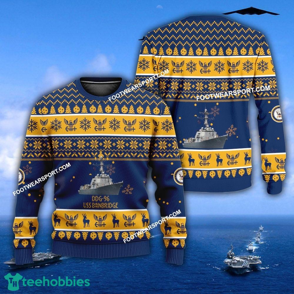 US Navy USS Bainbridge DDG-96 Knitted Xmas Sweater For Army