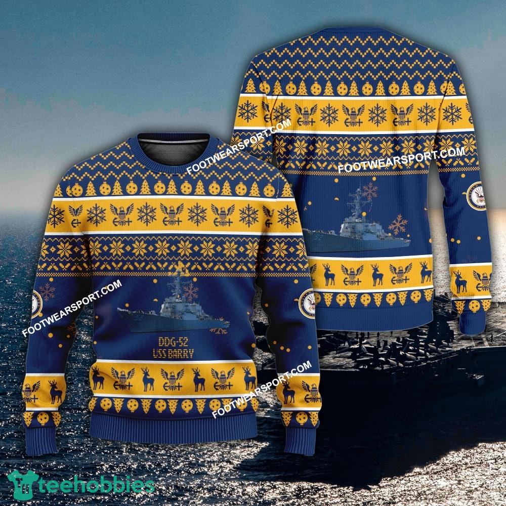 US Navy USS Barry DDG-52 Ugly Christmas 3D Sweater Gift Veteran
