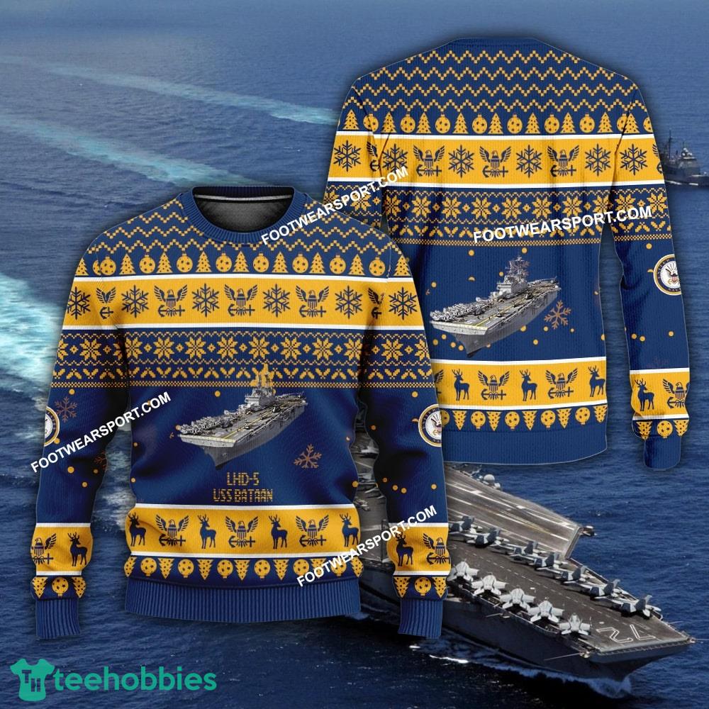 US Navy USS Bataan LHD-5 Ugly Christmas Sweater AOP For Men Women