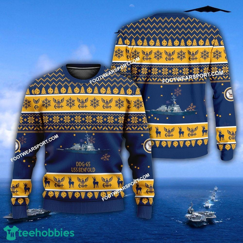 US Navy USS Benfold DDG-65 Ugly Christmas Sweater Gift Veteran