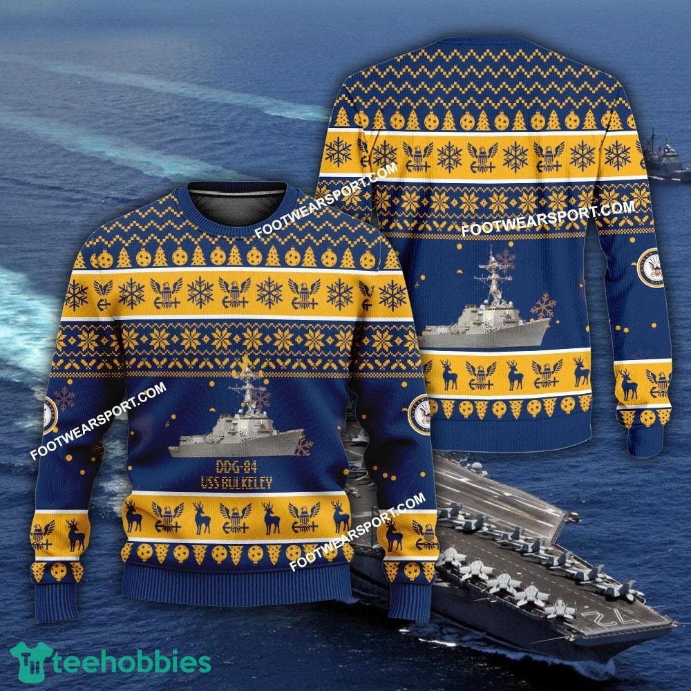 US Navy USS Bulkeley DDG-84 Ugly Christmas Sweater AOP For Army