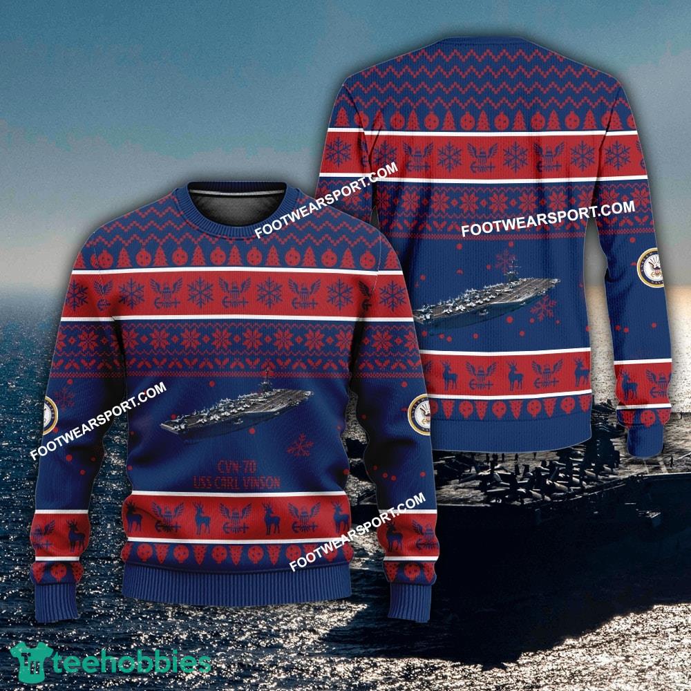 US Navy USS Carl Vinson CVN-70 Ugly Christmas 3D Sweater Gift Veteran