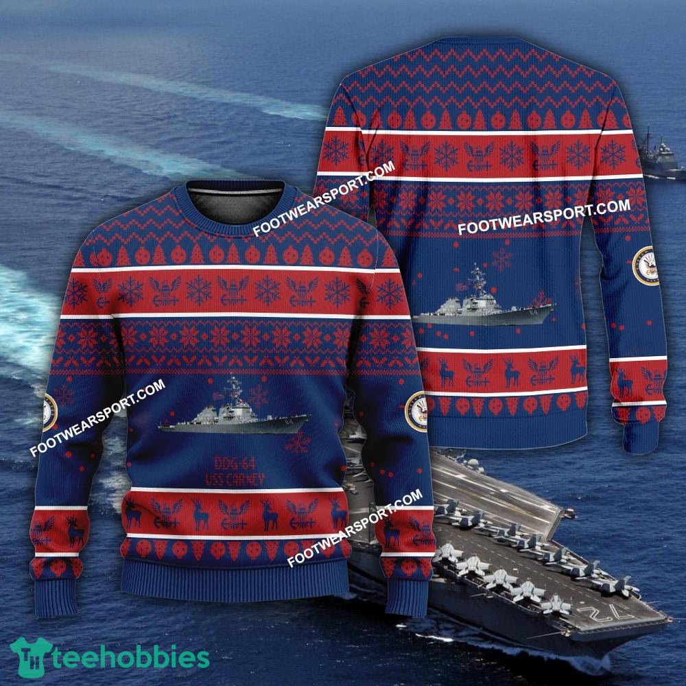 US Navy USS Carney DDG-64 Ugly Christmas Sweater AOP For Men Women