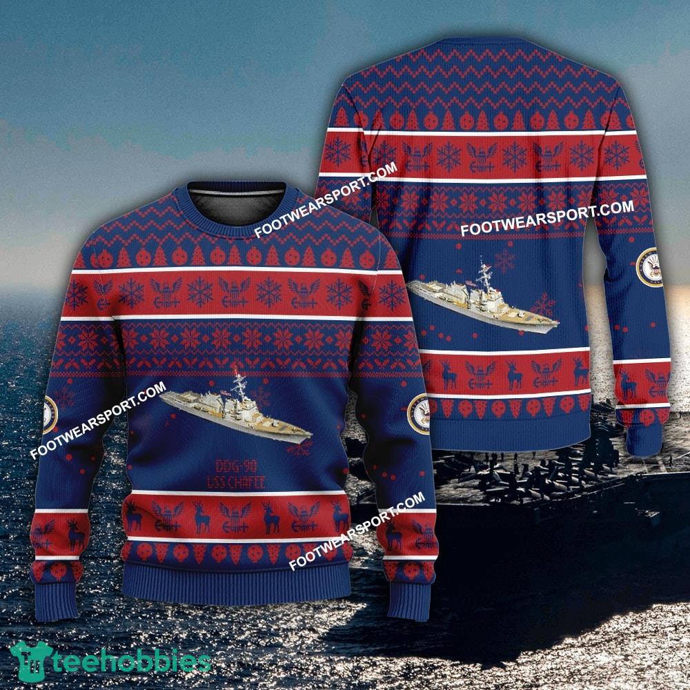 US Navy USS Chafee DDG-90 Ugly Christmas 3D Sweater For Army