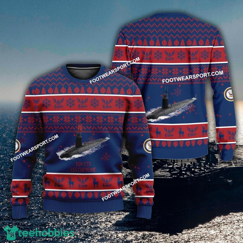 US Navy USS Cheyenne SSN-773 Ugly Christmas 3D Sweater Gift Veteran