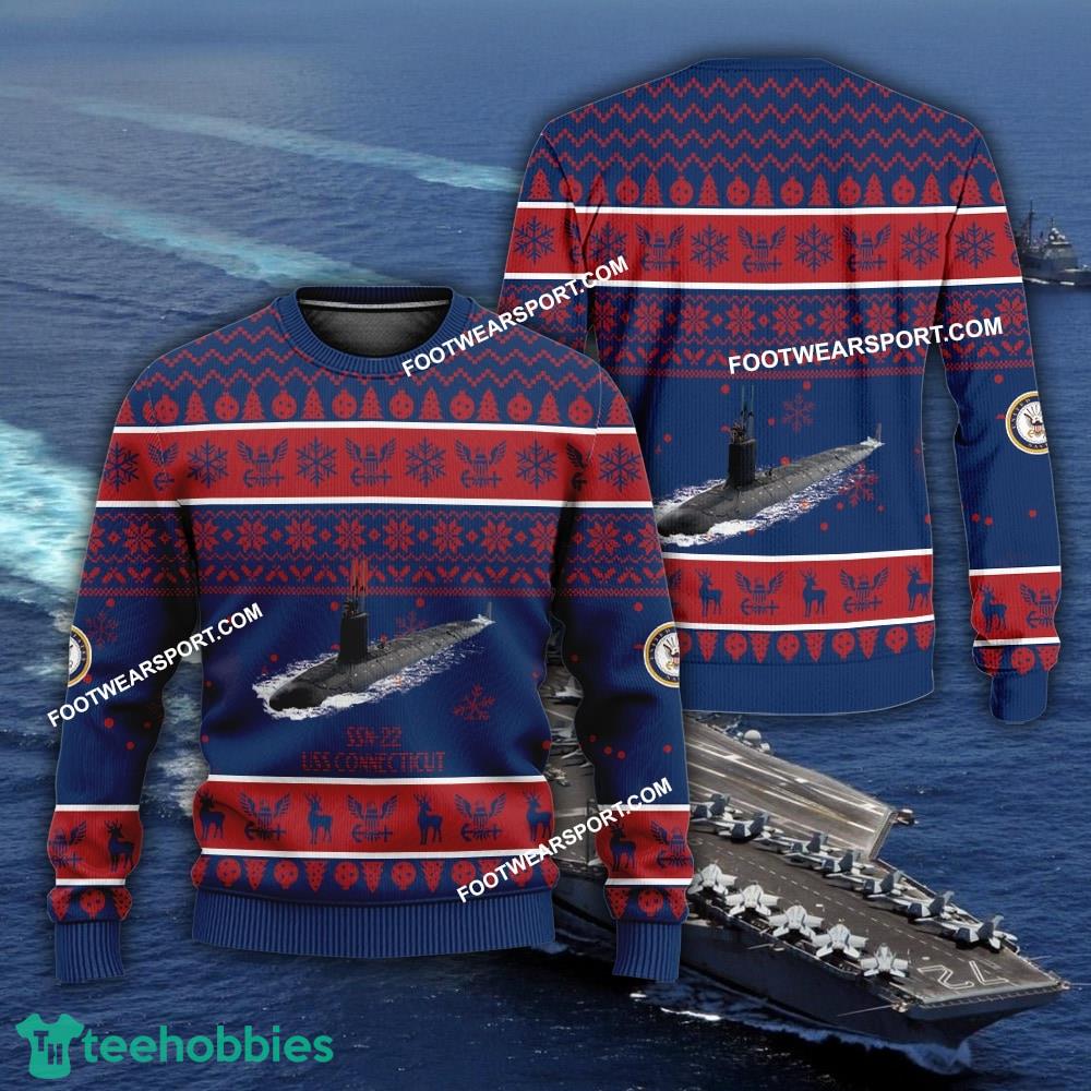 US Navy USS Connecticut SSN-22 Ugly Christmas Sweater AOP Gift Veteran