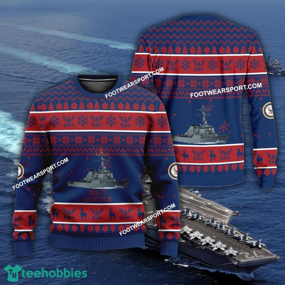US Navy USS Decatur DDG-73 Knitted Xmas Sweater AOP Gift Veteran