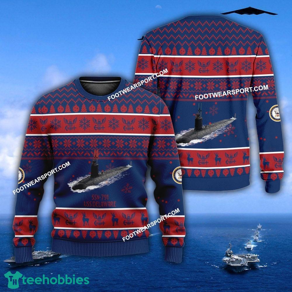 US Navy USS Delaware SSN-791 Ugly Christmas Sweater For Army