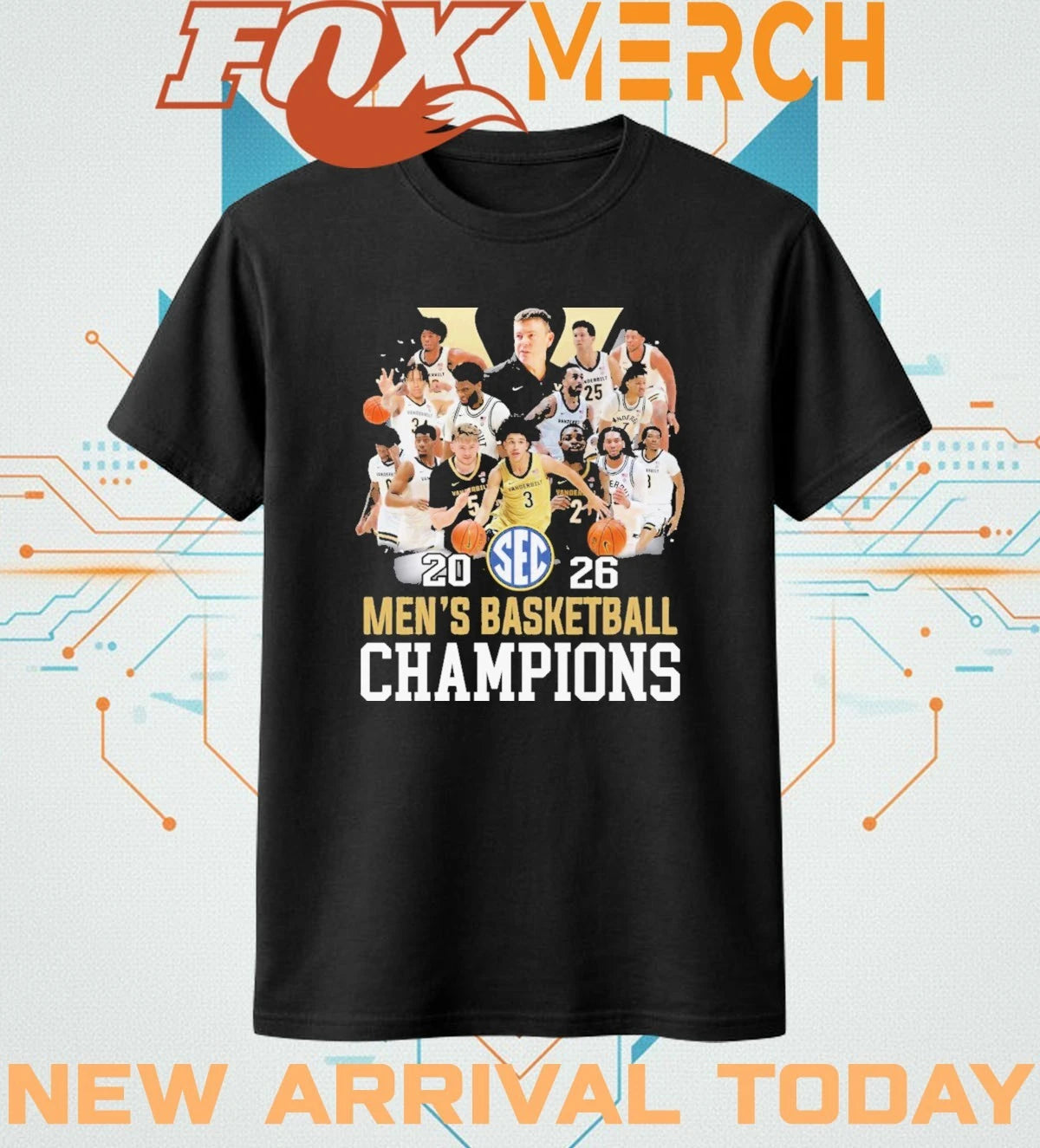 Vanderbilt Commodores Men’s Basketball 2026 Sec Champions t-shirt
