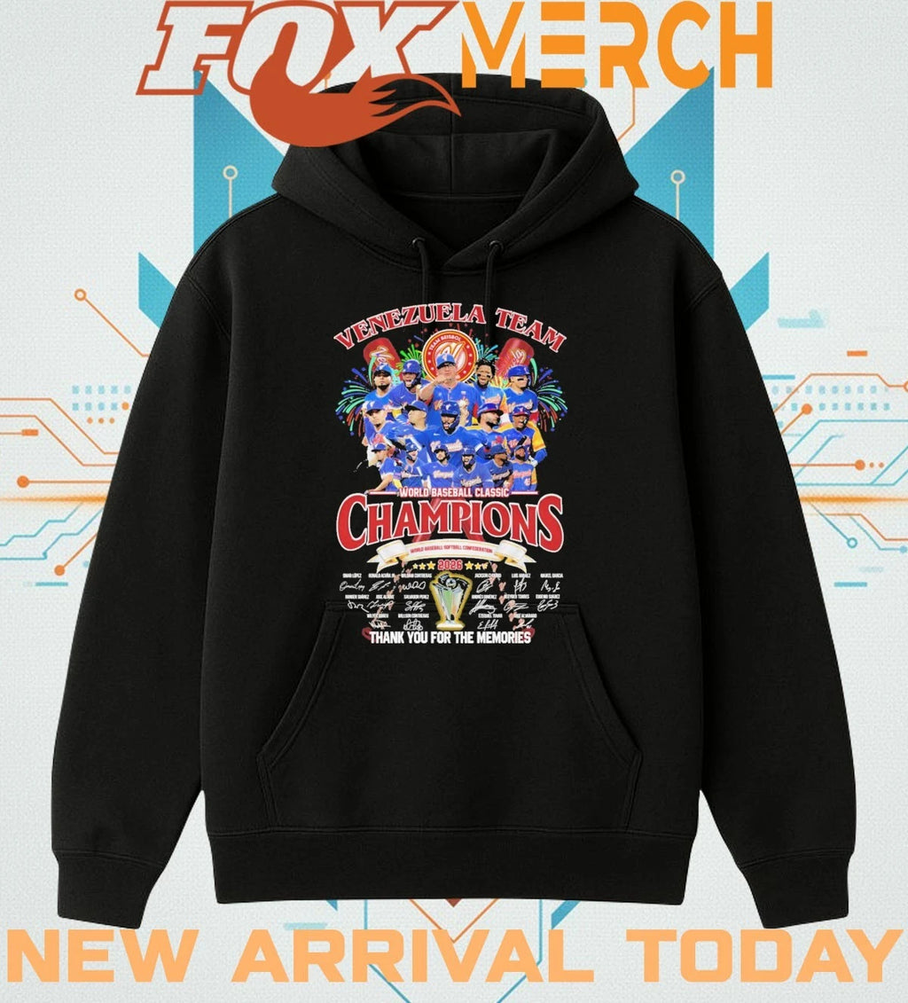 Venezuela Team 2026 World Baseball Classic Champions thank you for the memories signatures t-shirt
