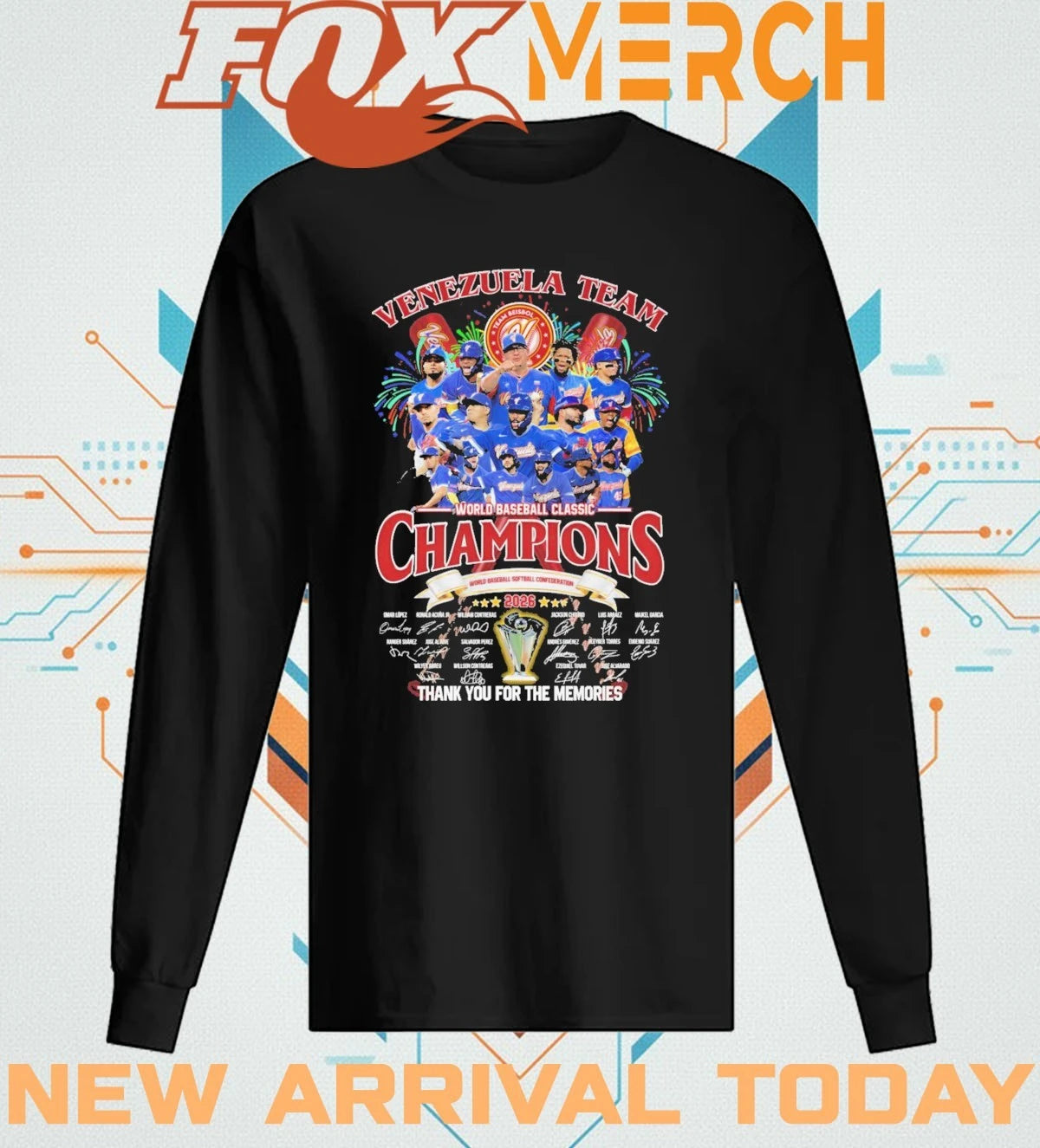 Venezuela Team 2026 World Baseball Classic Champions thank you for the memories signatures t-shirt