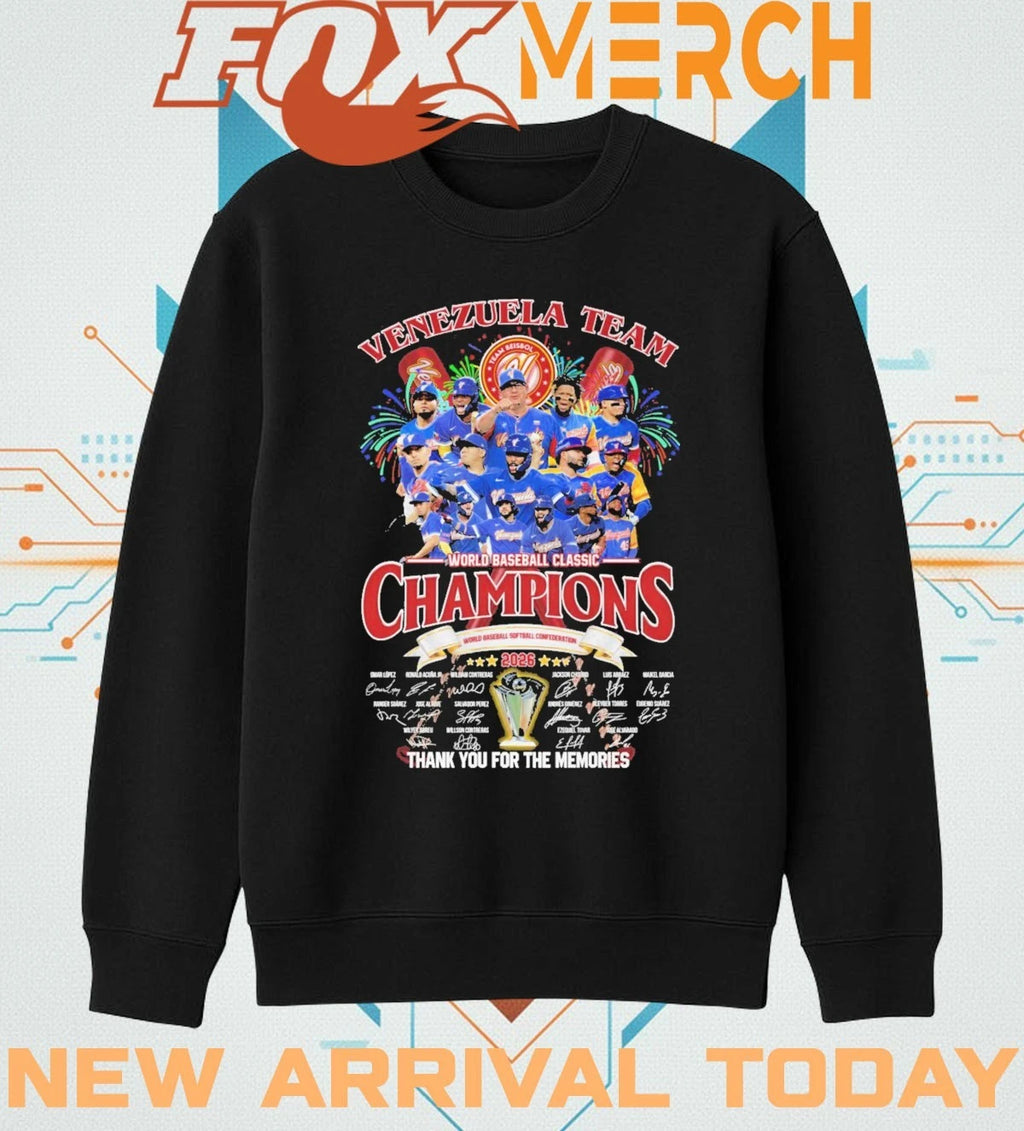 Venezuela Team 2026 World Baseball Classic Champions thank you for the memories signatures t-shirt