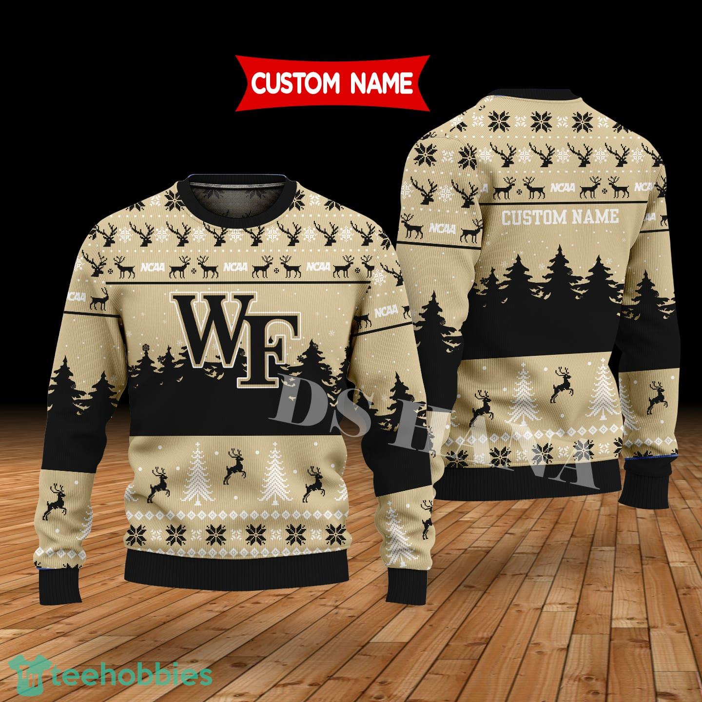 Wake Forest Demon Deacons Custom Name Merry Xmas Sweater For Wake Forest Demon Deacons Fans Sweater