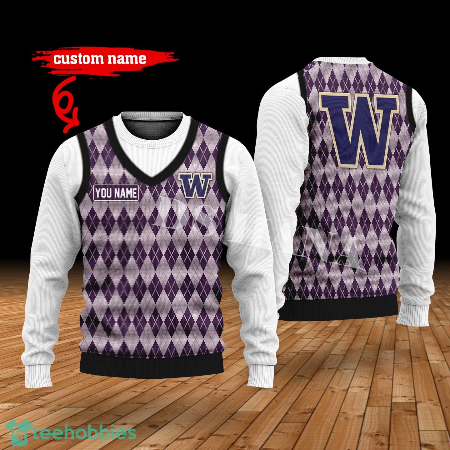 Washington Huskies Custom Name New Style Sweater Ghile Style 3D Print Christmas Sweater