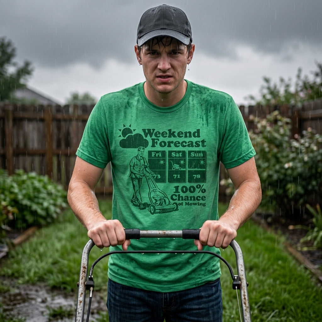 Weekend Forecast 100% Chance Of Mowing Men's T Shirt