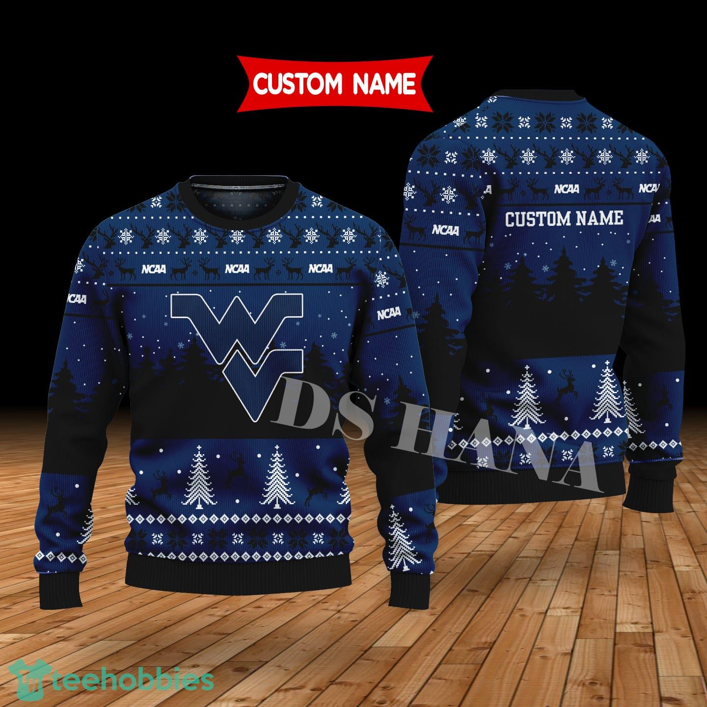 West Virginia Mountaineers Custom Name Merry Xmas Sweater For West Virginia Mountaineers Fans Sweater