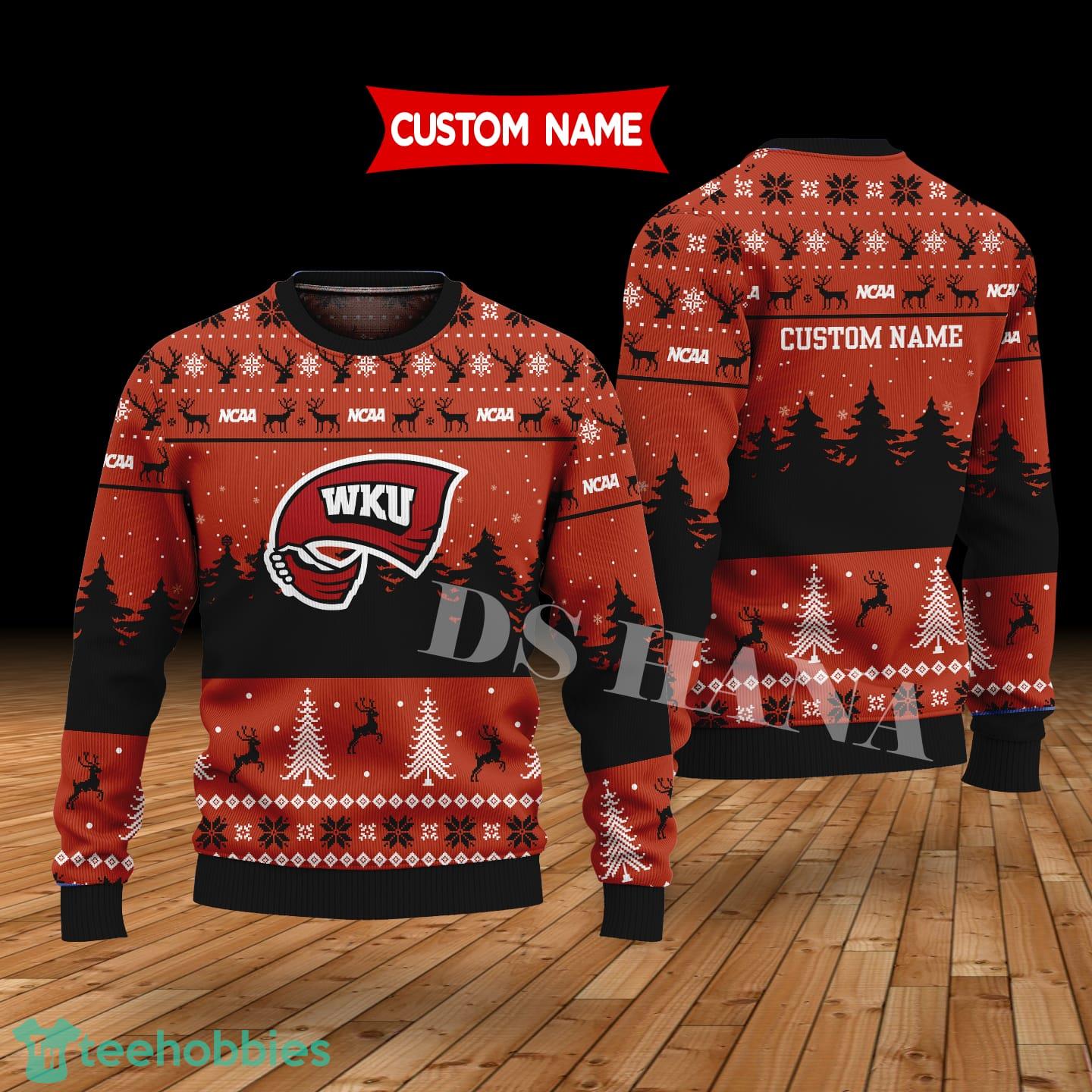 Western Kentucky Hilltoppers Custom Name Merry Xmas Sweater For Western Kentucky Hilltoppers Fans Sweater