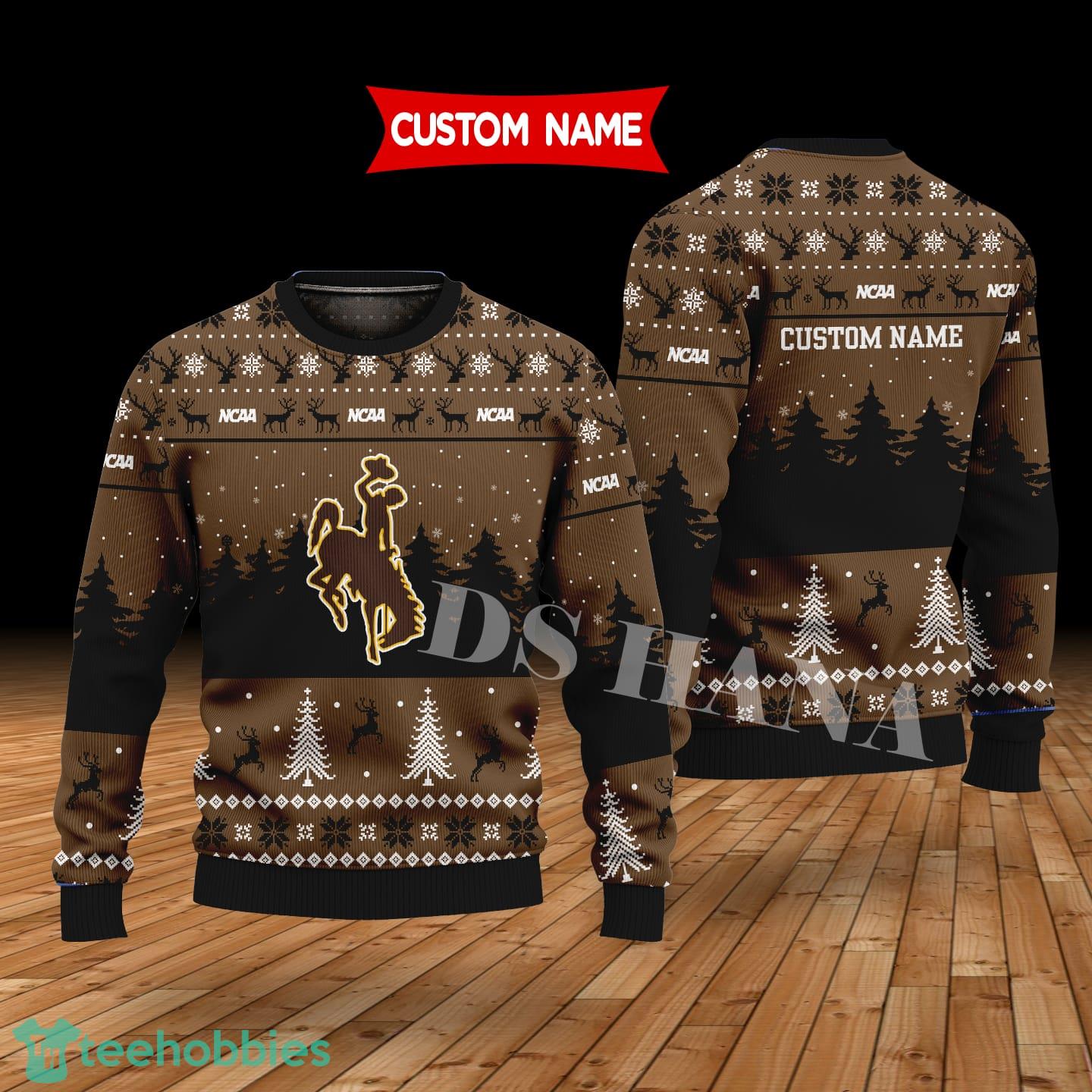 Wyoming Cowboys Custom Name Merry Xmas Sweater For Wyoming Cowboys Fans Sweater